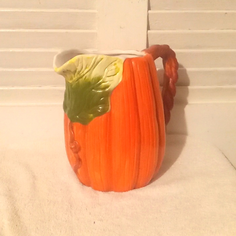 Vintage Autumn Pumpkin Ceramic Pitcher